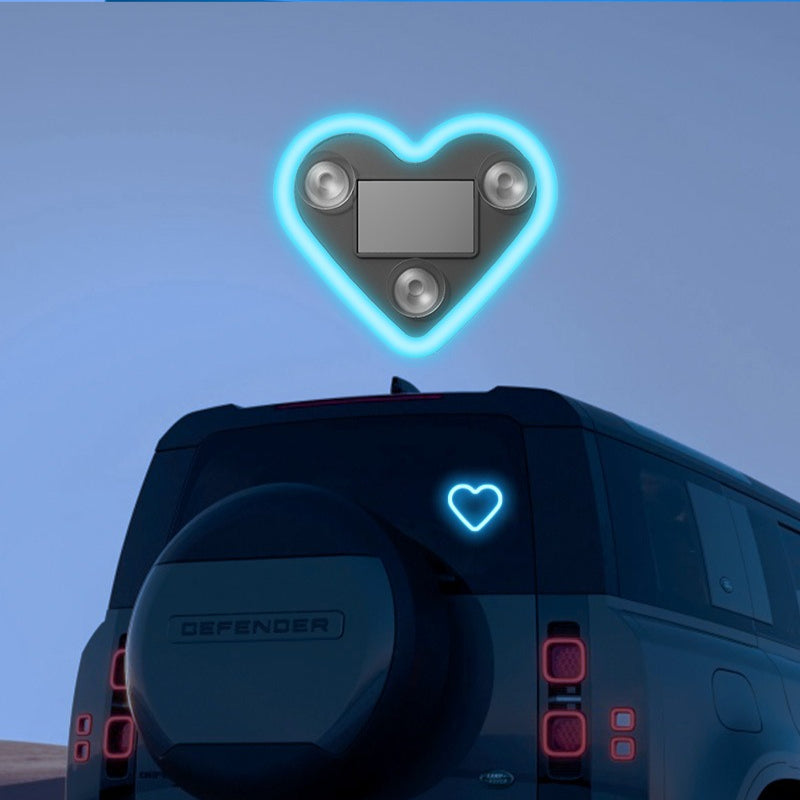 Set of 2 Car Interior Neon Heart Lights Available in Blue, Pink, Red, Ice Blue, Rechargeable Via Solar Or USB, Featuring 5 Lighting Modes, Perfect for Decorating Car Dashboards And Home Parties, an Ideal Gift for Couples During Halloween, Christmas