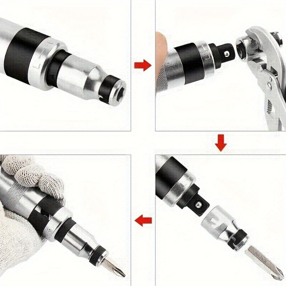 Impact Screwdriver Set 13-Piece – Shock Screw Bits, Chisel Bits & Screw Extractor Remover Kit, Multifunctional Metal Shock Driver Tool Set for Stripped Screw Repair & DIY Use