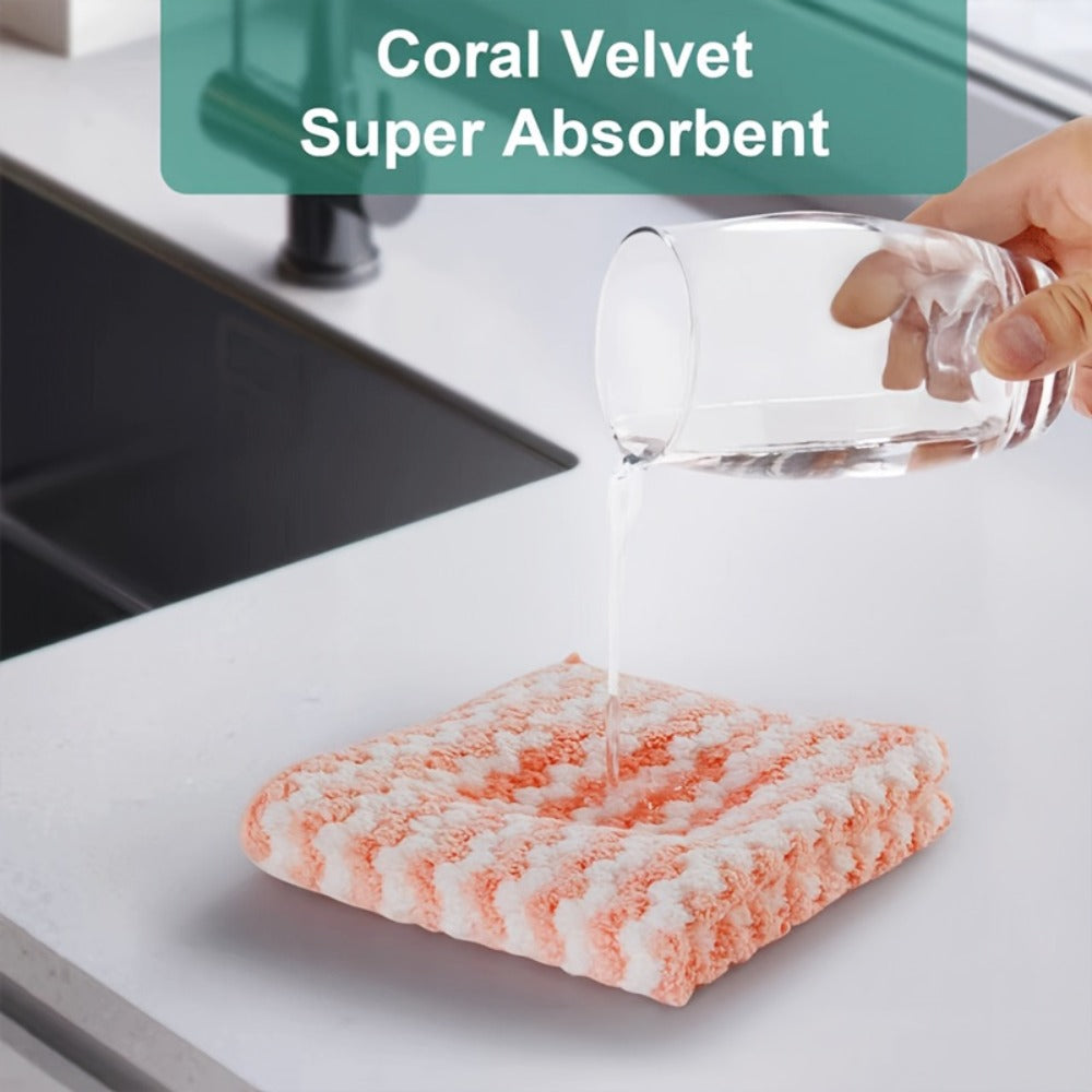 Microfiber Cleaning Cloths 18 Pack Ultra-Fine Fiber Reusable Dishwashing Cloths Knit Texture Multi-Color Assorted for Home Kitchen Dish Washing Counter Wiping Modern Style Cleaning Set