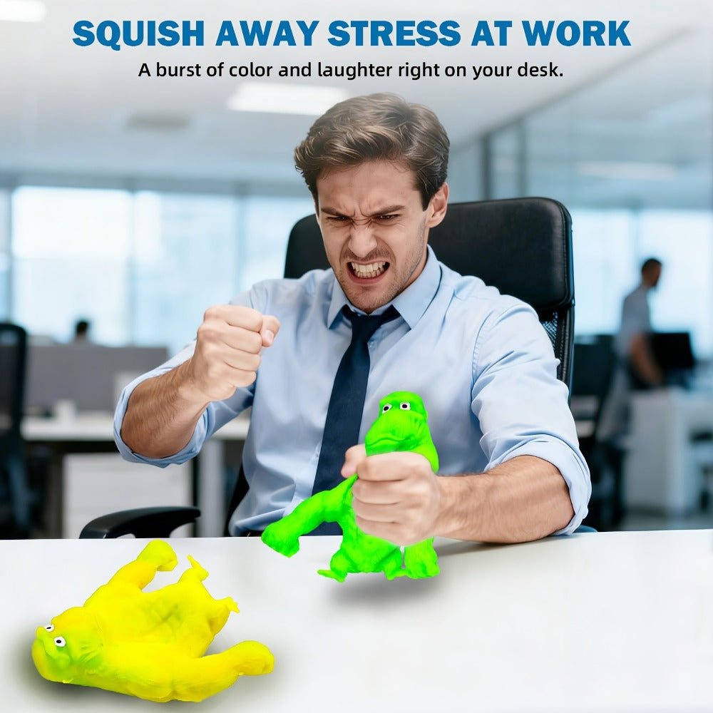Stretchy Gorilla Fidget Toy Squishy Squeeze Monkey – PVA Sponge Sensory Stress Relief Toy for Kids & Adults, 5 Colors, Easter Basket Stuffer, Christmas Stocking Stuffer, Party Favor