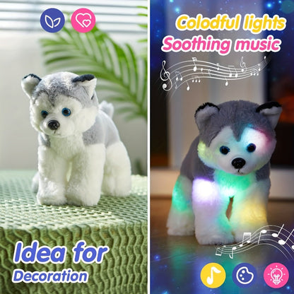 Musical Glowing Husky Puppy Plush Toy 12 Inch – Soft Dog Stuffed Animal with Light-Up Night Light & Lullaby Music, Cozy Bedtime Gift for Toddlers Kids Boys Girls Birthday Valentine Christmas