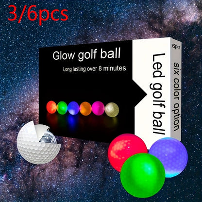 LED Golf Balls Glow in the Dark – 6 Pack Multi-Color Light Up Golf Balls for Night Play, Impact Activated, 40Hr Battery, Fun Gift for Men Women Beginners