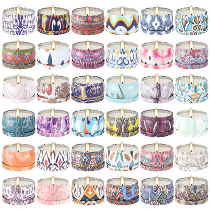 Candle Gift Set 36-Pack – Natural Soy Wax Scented Candles in Tin Cans, Aromatherapy Candles for Yoga, Spa, Bath & Home Decor, Portable Travel Candles, Perfect Gift for Women & Men, Mother's Day, Valentine's Day & Birthdays