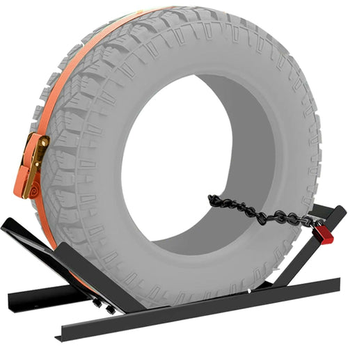 Adjustable Truck Tire Storage Rack with Ratchet Strap and Chain, Portable Semi-Truck Spare Tire Holder, Secure Tire Carrier, Utility Trailer Tire Bracket (halloween & car accessories)