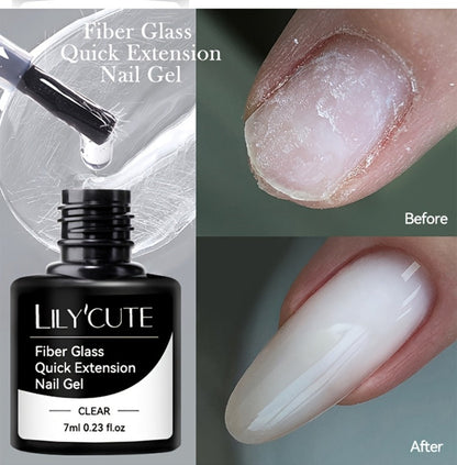 Nail Extension Builder Gel 3pcs - Fiberglass Construction Gel for Broken Nail Repair & Nail Extension, Clear UV LED Soak-Off Fiber Glass Gel Varnish, DIY Salon Nail Kit