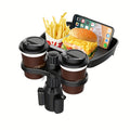 3-in-1 multifunctional  cup holder extender with detachable tray,  cup holder tray, and  dining table, used for eating and  cup holder rotating tray, with adjustable base for dual cup holders