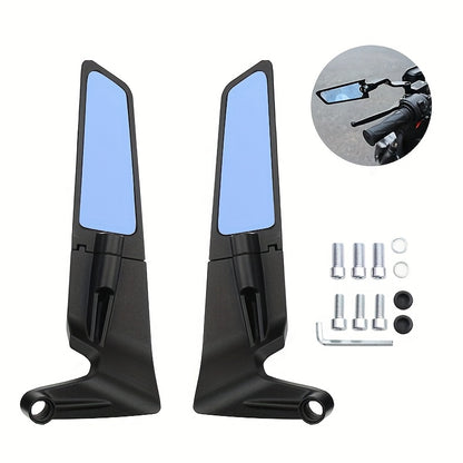 Adjustable Aluminum Alloy Rearview Mirrors for Street Bikes - M8/M10, Fits Kawasaki Z400/Z250/Z1000/Z900, CB400F/CB650R, KTM MT07/MT09/MT10 - Blue Pair