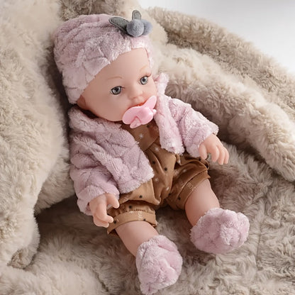 Bunny Ear Baby Doll 12 Inch Pink – Fluffy Bunny Ears Soft PVC Realistic Newborn Comfort Doll, Cute Plush Toy for Boys & Girls Ages 3+, Birthday Easter Holiday Gift for Kids