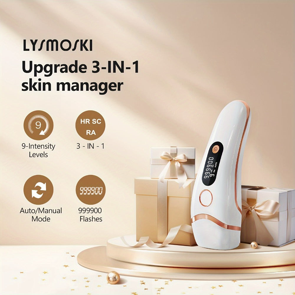 IPL Hair Removal Device for Women & Men, 999,000 Flashes Permanent Hair Remover with 3 Functions (HR/SC/RA), 9 Energy Levels, 2 Light Modes, Full Body Use – Face, Legs, Bikini, Underarms