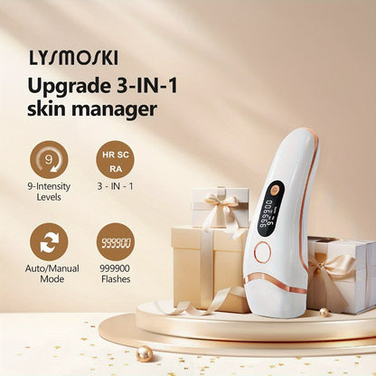IPL Hair Removal Device for Women & Men, 999,000 Flashes Permanent Hair Remover with 3 Functions (HR/SC/RA), 9 Energy Levels, 2 Light Modes, Full Body Use – Face, Legs, Bikini, Underarms