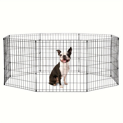 Foldable Metal Wire Dog Playpen & Pet Gate – 24/30/36/42" Indoor Outdoor Fence for Large Medium Small Dogs