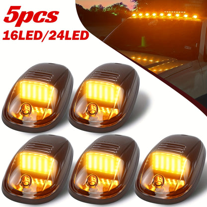 5pcs/Set 16/24 LED Roof Marker Light Bulbs, 12V Super Bright, Sturdy Construction, Easy Wiring Harness Replacement, Fits 2003-2018 1500 2500 3500 4500 5500 Pickup Trucks, Without Battery