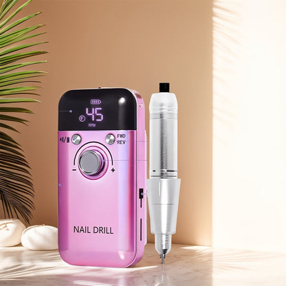 Nail Drill 45000 RPM Rechargeable Professional Electric Nail File Kit with Drill Bits Sanding Bands Low Noise Portable Manicure Pedicure Polishing Set for Salon Home Women Nail Techs