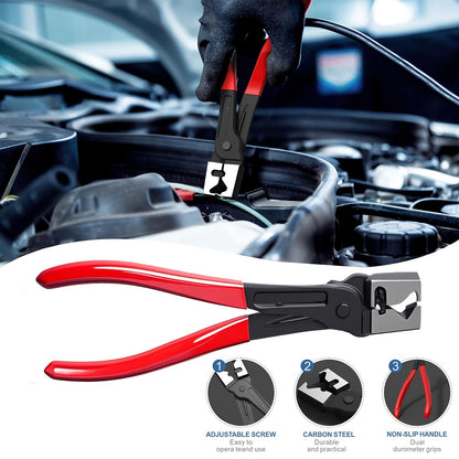 8pcs MZZ Heavy-Duty Fuel Line Pliers Set with 80° Disconnect Pliers, Caliper, Hose Clamp & Filter - Durable Steel Construction for Auto Fuel System Repair, Includes Red & Black Handles, Ideal for Professional Mechanics & DIY Enthusiasts, Automotive Repair