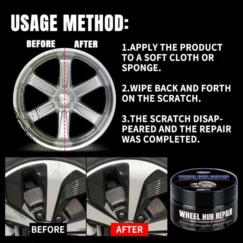 Automobile wheel hub scratch reconditioning paste, tire hub scratch paint repair paste - black and white Silvery aluminum alloy wheel hub chrome plating repair