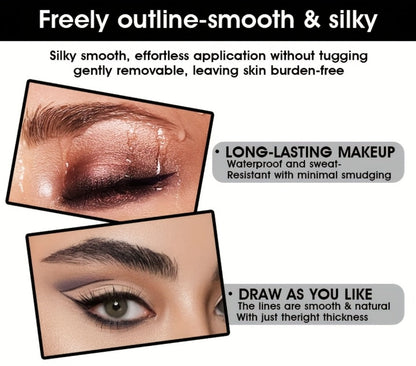 Waterproof Eyeliner Set 6 Colors Smudge-Proof Transfer-Proof Cream Liner Kit - Long-Lasting All-Day Wear for Eyes & Lips, Black Brown Reddish Brown Shades, Daily Party Makeup Gift for Women