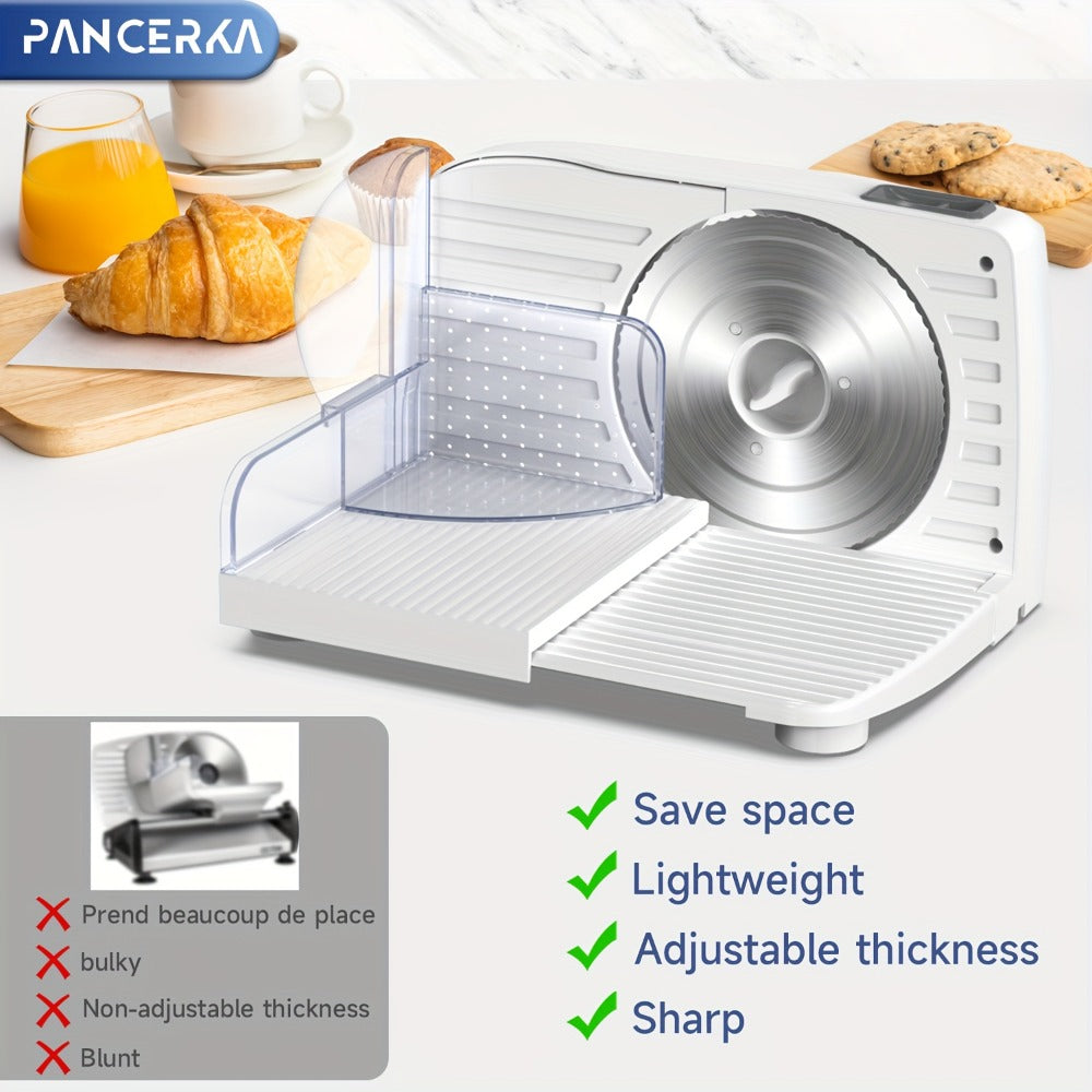 Electric Meat Slicer 0-15mm Adjustable Thickness – Home & Commercial Deli Food Cutter for Meat, Vegetables, Fruits, Bread & Lamb, Stainless Steel Blade, Easy to Clean Kitchen Slicing Machine