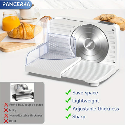 Electric Meat Slicer 0-15mm Adjustable Thickness – Home & Commercial Deli Food Cutter for Meat, Vegetables, Fruits, Bread & Lamb, Stainless Steel Blade, Easy to Clean Kitchen Slicing Machine