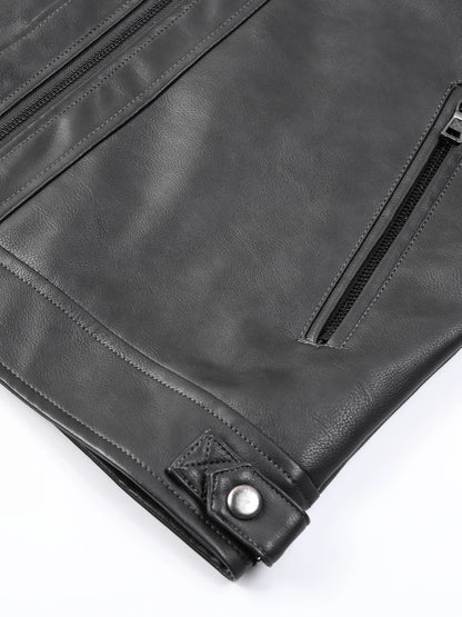 Men's Lightweight Faux Leather Zip-Up Jacket