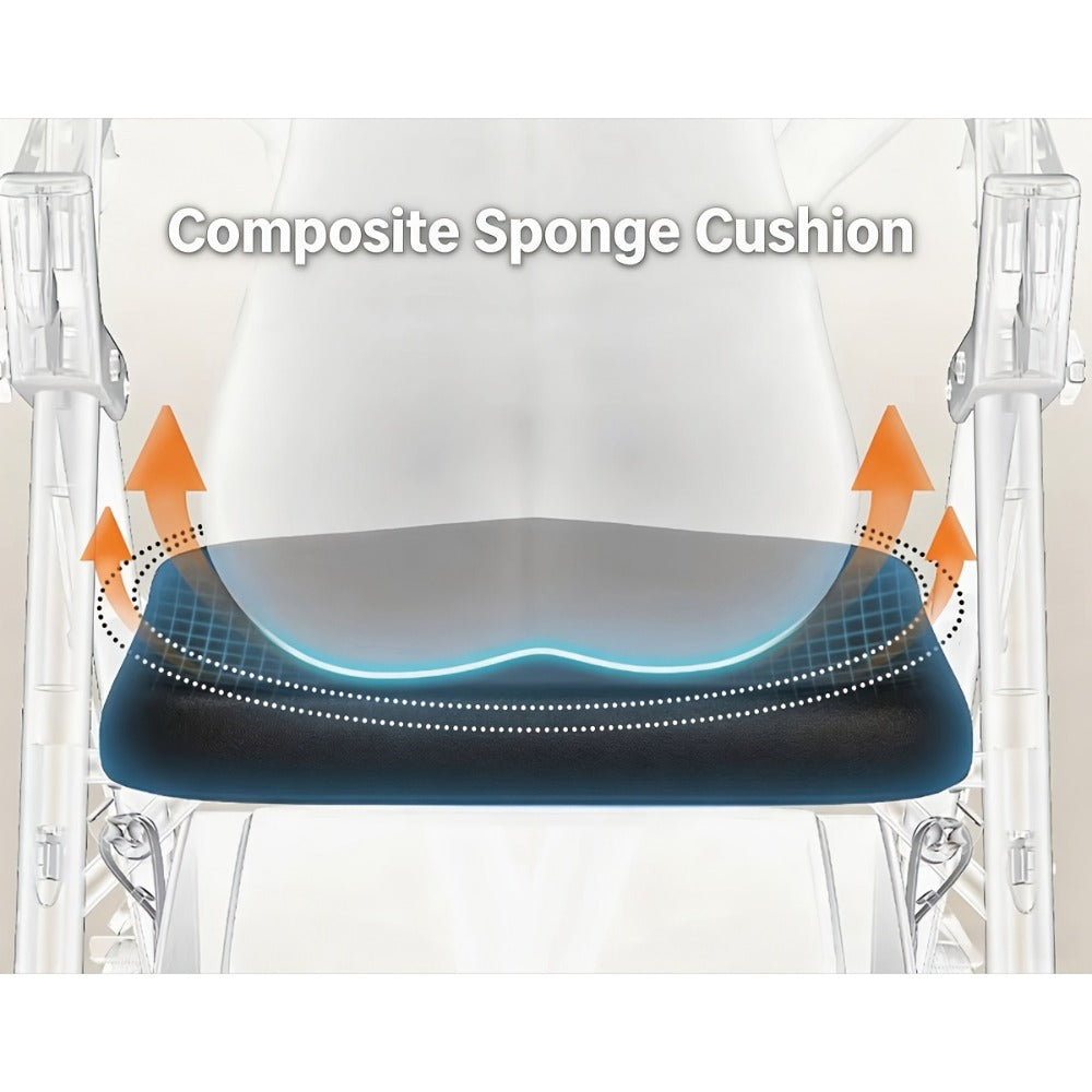 Rollator Walker for Seniors Foldable with 8-Inch Big Wheels, Durable Aluminum All-Terrain Rolling Walker with Ergonomic Backrest & Dual Adjustable Height, Upright Walker Option Available for Elderly