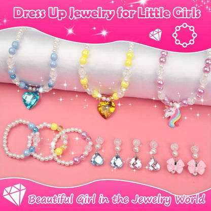 Kids Jewelry & Dress-Up Set 152 PCS – Costume Jewelry Hair Clips Bands & Accessories for Girls Ages 3+ | Princess Dress Up Toy | Best Birthday Christmas Gift for Little Girls