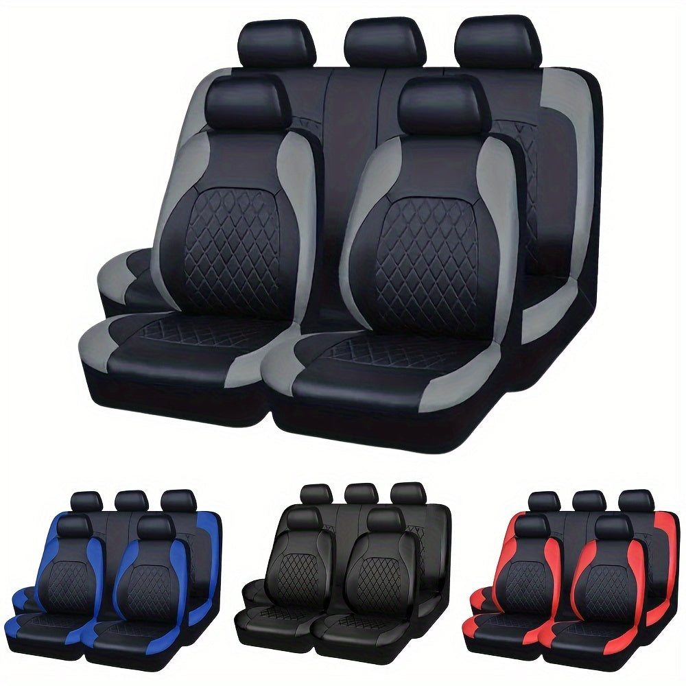 PU Leather Car Seat Covers Full Set Car Seat Covers Full Set Front Seats And Rear Bench,  Fit 5 Seat Covers Jeeps Car Accessories for Men for SUV, Automotive Truck, Scratch Proof