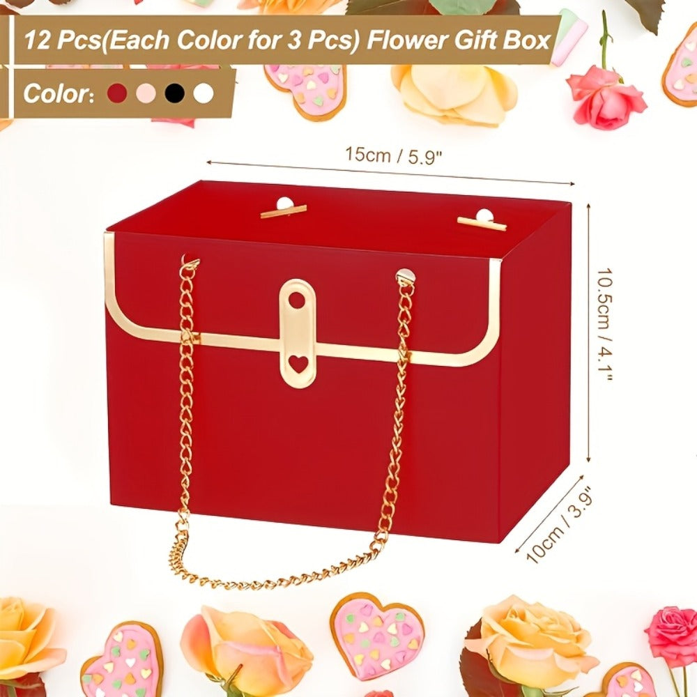 Paper Flower Bouquet Gift Bags with Metal Chain Handle Bulk – 12/24/36/48 Pcs Tote Bags for Wedding Party Birthday Florist Graduation Holiday Colorful Gift Wrapping