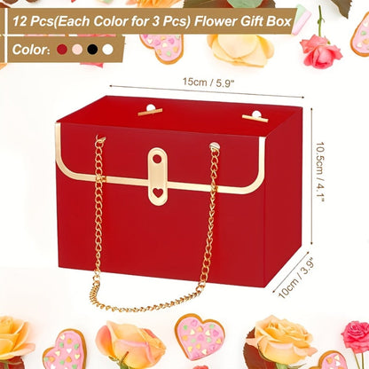 Paper Flower Bouquet Gift Bags with Metal Chain Handle Bulk – 12/24/36/48 Pcs Tote Bags for Wedding Party Birthday Florist Graduation Holiday Colorful Gift Wrapping