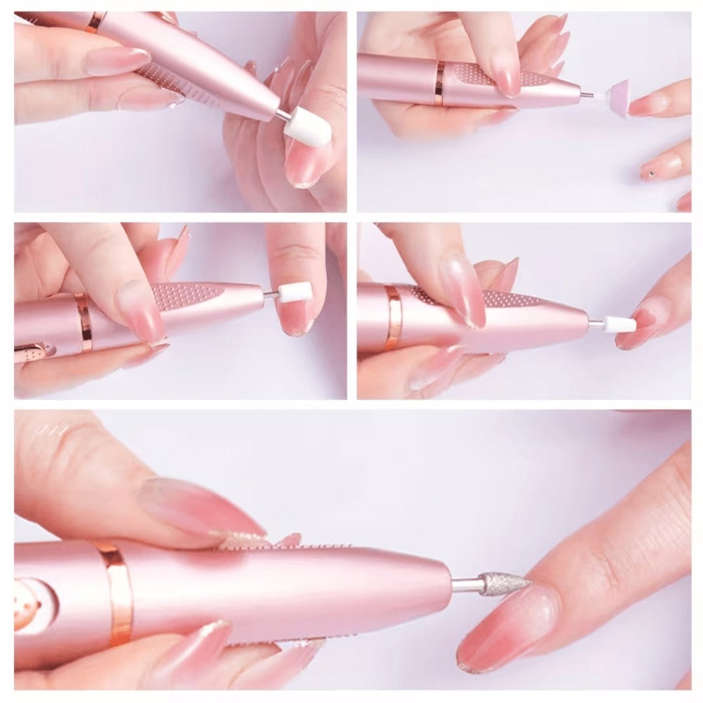 Nail Drill Kit 20000 RPM Variable Speed 11 Interchangeable Bits Electric Nail Grinder Portable Lightweight for Acrylic Gel Nails Pedicure Polishing Removal Salon Home Use Red Rose Gold