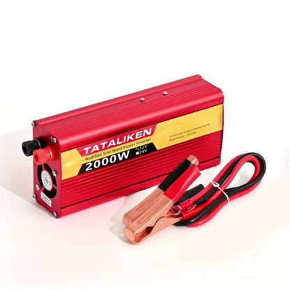 2000W Power Inverter DC 12V to AC 110V - US Socket Car Converter with Cooling Fan & Overload Protection | Road Trips, Camping & Emergency Use