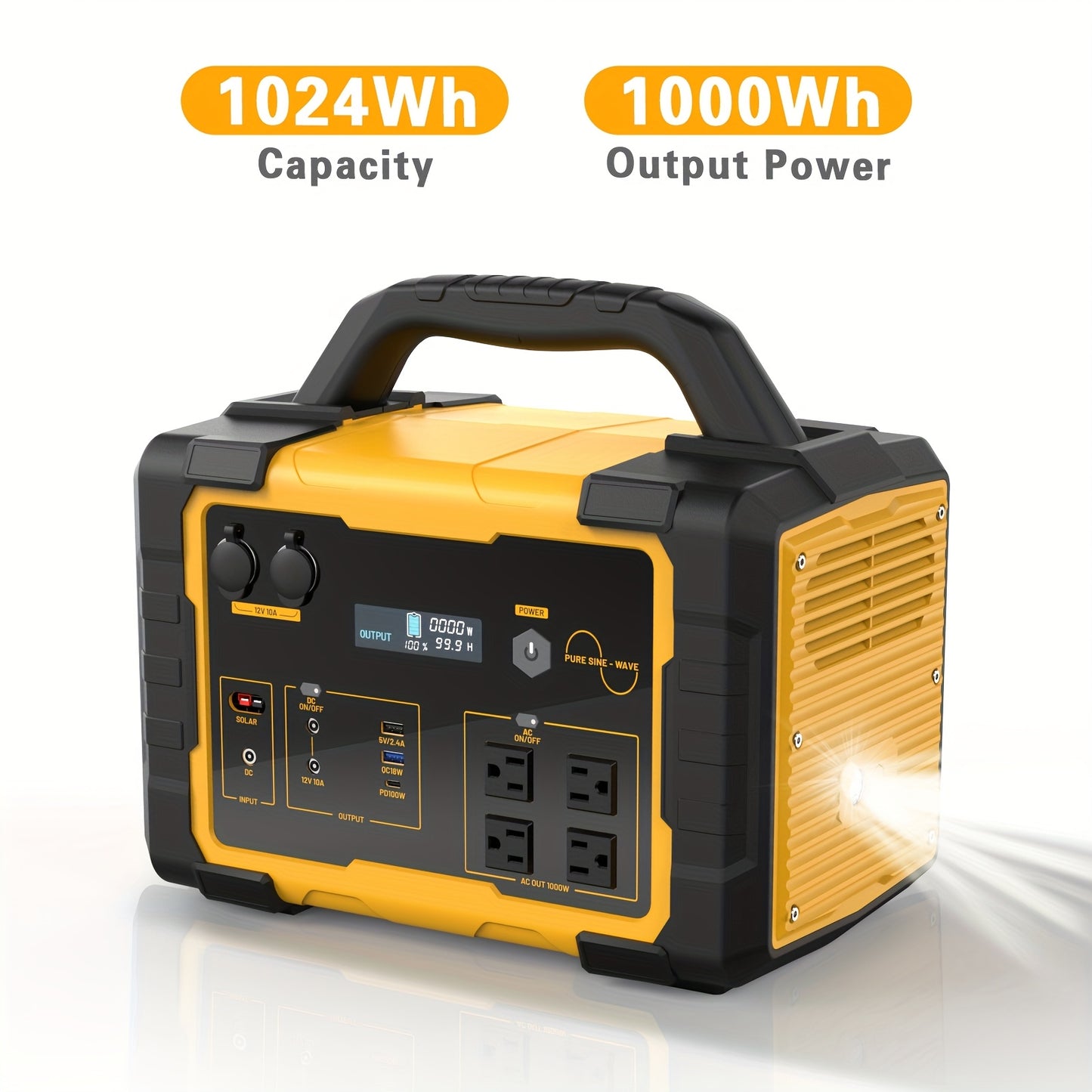 Portable Power Station, 300W/600W/1000W Solar Generator, 294Wh/642Wh/1075Wh Backup Lithium Battery, 120V/1000W AC Outlet, Solar Powered Generator for RV Camping Outdoor Hiking Fishing Emergency