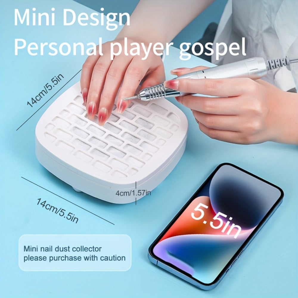 Nail Dust Collector Mini USB Electric Vacuum Cleaner with 10 Filter Pads & Strong Suction – Portable Nail Dust Suction Machine for Acrylic Gel Filing, Home Nail Station, Salon & Travel, White Pink Blue