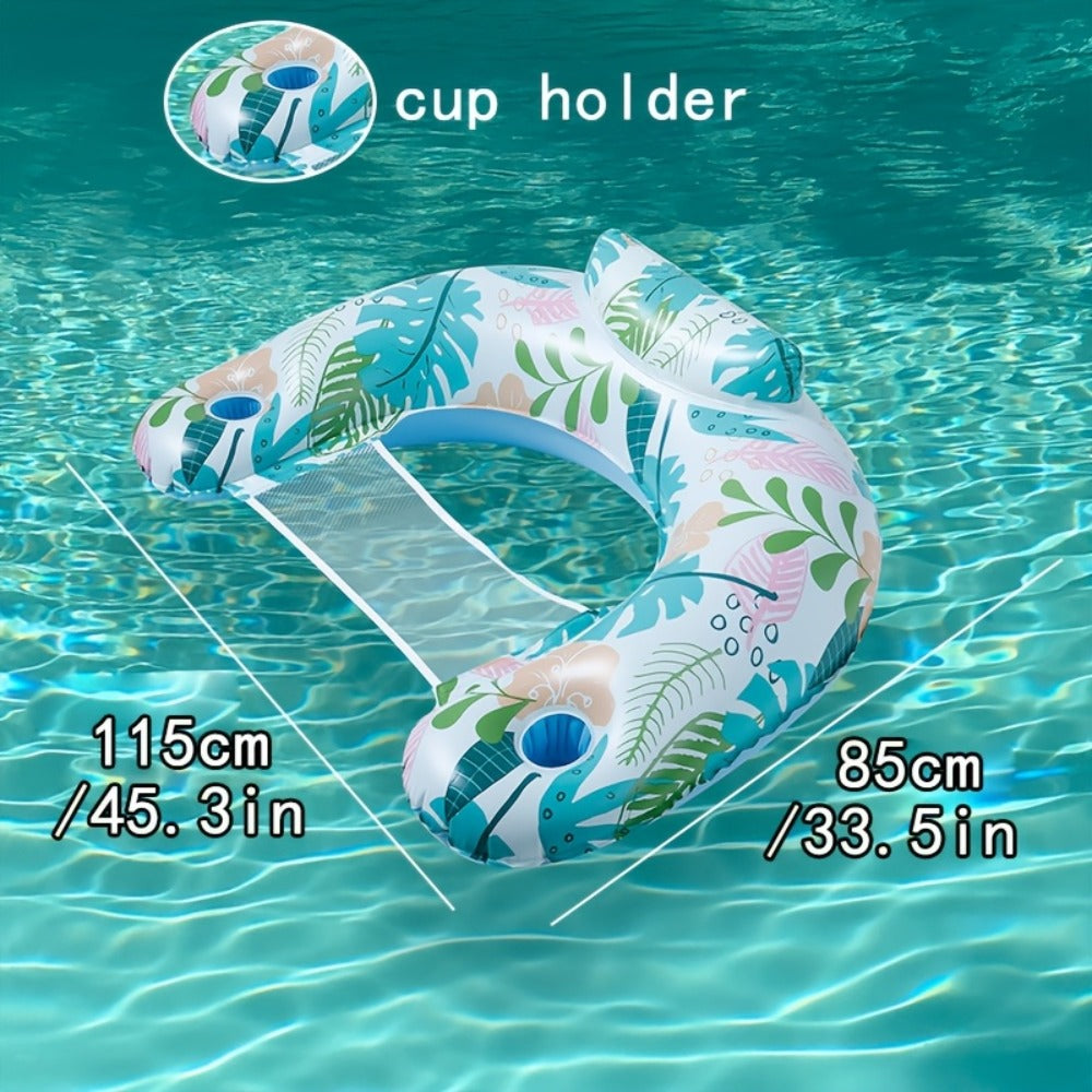 Inflatable Pool Float Chair with Cup Holder & Backrest for Adults – Striped Durable Water Lounge Float, 3-Color Set, 6-Pack or Single Options for Pool Lake River Summer Party