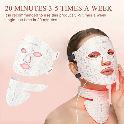 LED Face Mask – 7-in-1 Red Light Therapy for Face & Neck, 93+80 LED Beads, Separate Silicone Applicator, 1800mAh Rechargeable, Adjustable Color Brightness & Timer, Anti-Aging Skin Care Gift for Women