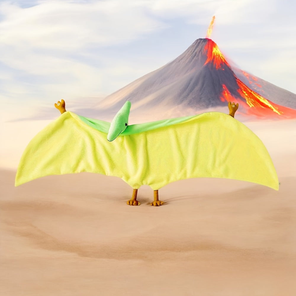 Pterodactyl Plush Cape for Kids 38 Inch Wearable Dinosaur Stuffed Animal Hoodie Cape Blanket Poncho for Halloween Costume Birthday Gift