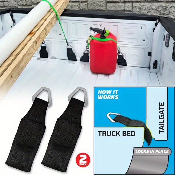 EZ Bed Tie-Downs (2pcs) - Heavy-Duty Truck Bed Anchors | Up to 100 Lbs Tensile Strength | Secure Cargo Straps, Ratchet Straps, Tie-Down Straps | Compatible with Pickup Trucks, Trailers, SUVs | Easy Installation | Truck Bed & Trailer Accessories | R