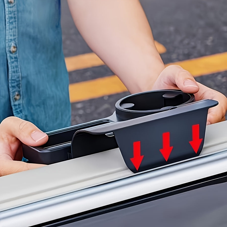 A Versatile Rear Seat Storage Rack for Cars, Made of ABS Material, Featuring Two Hooks, a Phone Holder, And a Cup Holder. This Space-Efficient In-Car Storage Solution Is Perfect for Drinks, Keys, Phones, And Snacks