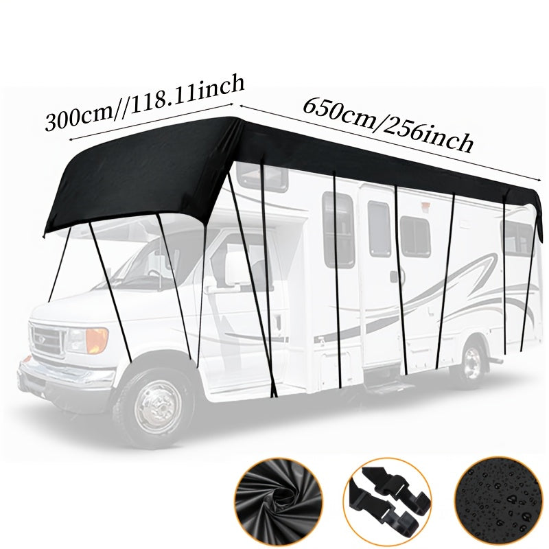 Patio/Outdoor RV Cover, Anti-falling Leaves, Sunshade & Heavy Duty Waterproof Oxford Fabric for Motorhome/Caravan Protection, Foldable, Easy to Installation, RV & Trailer Cover