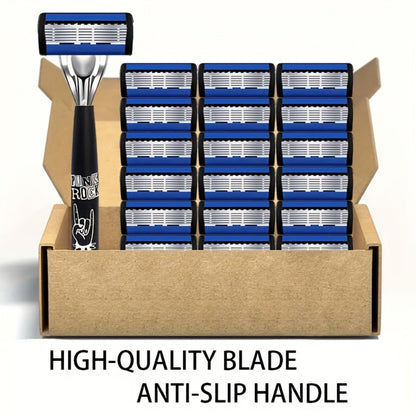 Safety Razor Kit for Men Double Edge 36 Blades & 2 Anti-Slip Handles – Stainless Steel Manual Wet Shaving Set for Smooth Painless Close Shave, Reusable Eco-Friendly Grooming Gift