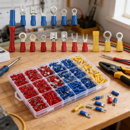 Electrical Crimp Terminals 280pcs Assorted Kit – Insulated Ring Fork Spade & Butt Wire Connectors for Automotive Marine & Home Wiring, Universal Cable Connector Set with Storage Case