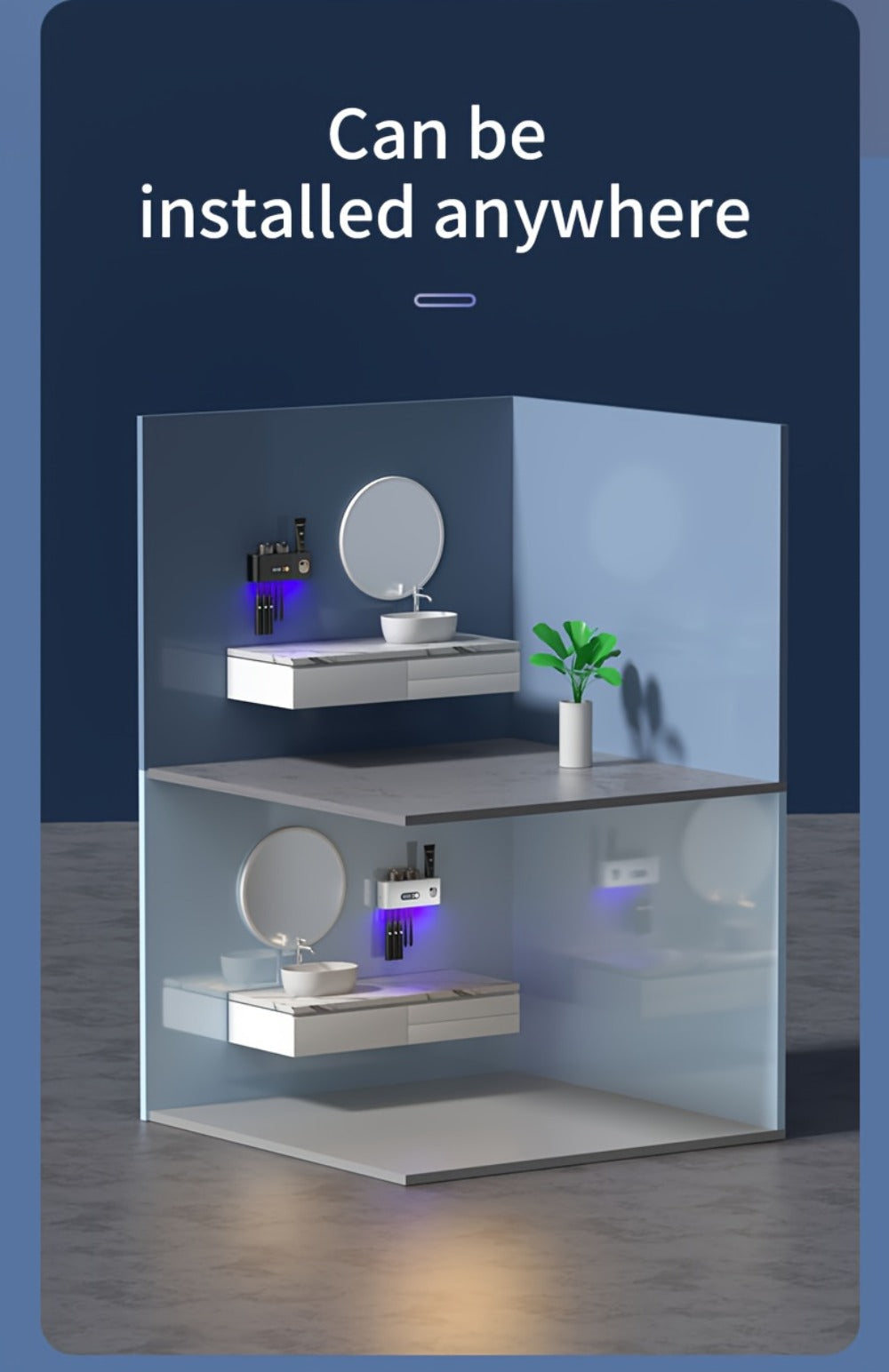 Toothbrush Holder with UV Sterilizer & Automatic Toothpaste Dispenser – 5-Slot Smart Bathroom Organizer with 2 Cups, USB Rechargeable, Clock Display, Durable Plastic Wall Mount for Family Oral Care