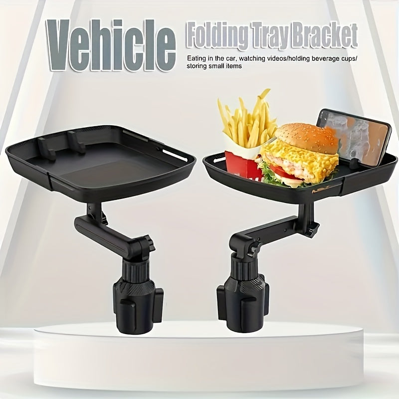 First Generation Car Cup Holder Tray Phone Holder - Dual Expandable Base, High-quality ABS Adjustable Rotating Bracket, Black Version