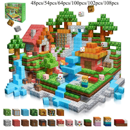 Magnetic Blocks STEM Building Toys for Kids 48/54/64/100/102/108pcs – Sensory Magnetic Tiles Set for Boys Girls Ages 3 4 5 6 7 8 9 10, Birthday Christmas Halloween Gift, Random Color