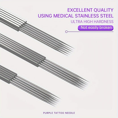 Disposable Tattoo Needles Mixed Size Sterilized RL RS M1 0.35mm – Safety Tattoo Needle Set for Tattoo Artists and Beginners, Body Art Supplies 30 40 100 Piece Bulk Pack