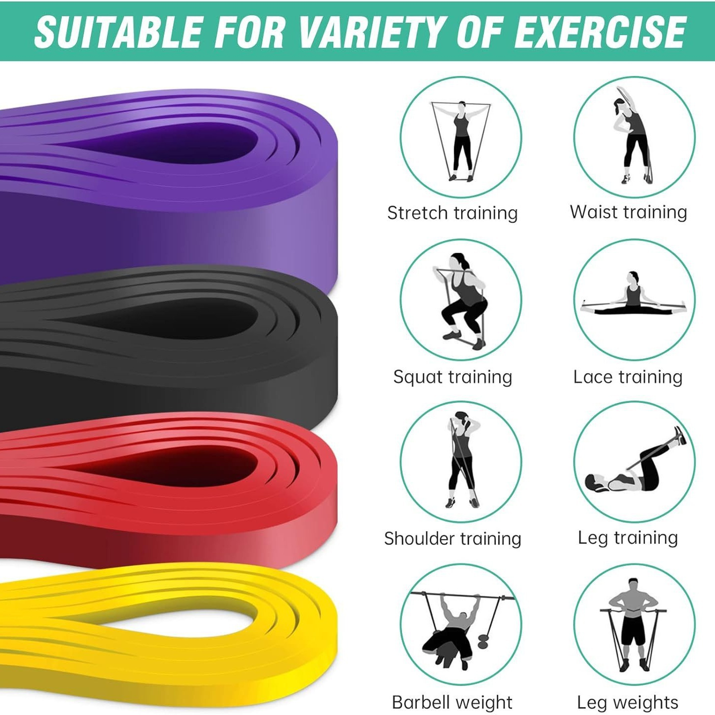 TPE Resistance Band Set with Storage Bag – Pull Up Assist, Stackable Medium Tension Bands for Muscle Training, Workout & Fitness Shaping for Gym, Home & Outdoor