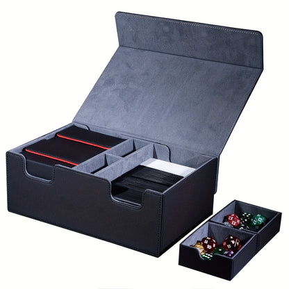 Magnetic Deck Box 600+ Cards High Capacity MTG Card Storage Case 4 Deck Slots with 2 Dice Tray TCG YuGiOh Trading Card Organizer Multiple Colors