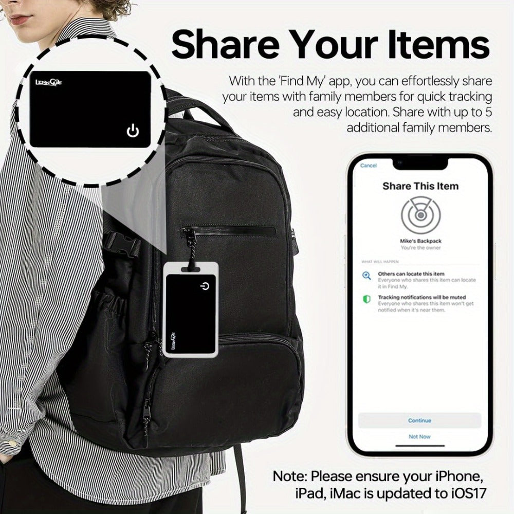GPS Tracking Card No Subscription Real-Time Locator – Apple Find My Compatible (iOS) Global Coverage Hidden Tracker for Wallet Car Bag Vehicle Anti-Lost Tag