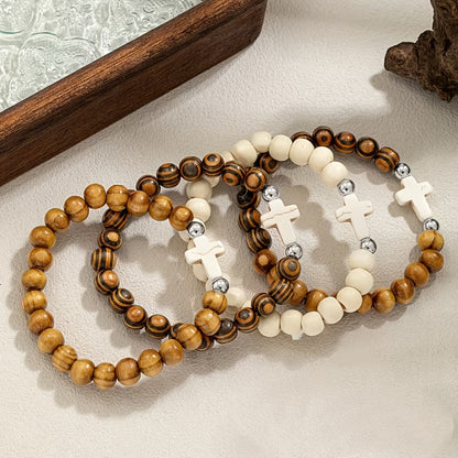Cross Bracelets Bulk for Baptism Party Favors – 20/40PCS Vintage Ethnic Alloy Cross Pendant Woven Elastic Bracelets, Assorted Colors Christian Religious Jewelry Gifts for Kids Adults