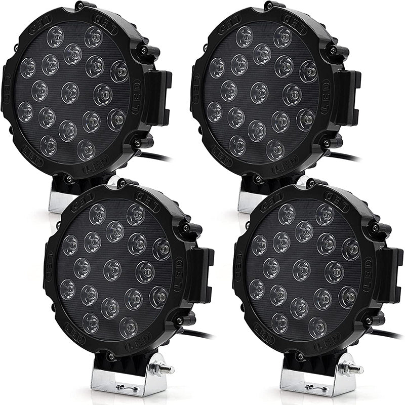 2pcs 7 inch 51W Led Work Lights, 12V-24V Round Off-road Lights for Tractor, Car