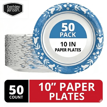 Paper Plates 10 Inch Heavy Duty Botanical Leaf Design Soak Proof Microwave Safe Disposable Dinner Plates for Party BBQ Holiday Everyday Use 50 100 204 Count